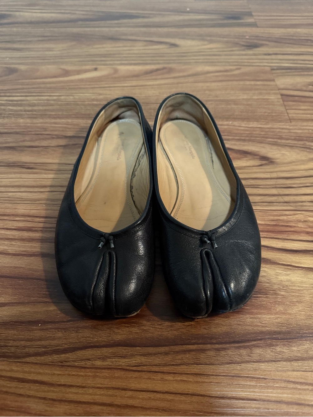 Maison Martin Margiela Black Leather Tabi Split-Toe Flats